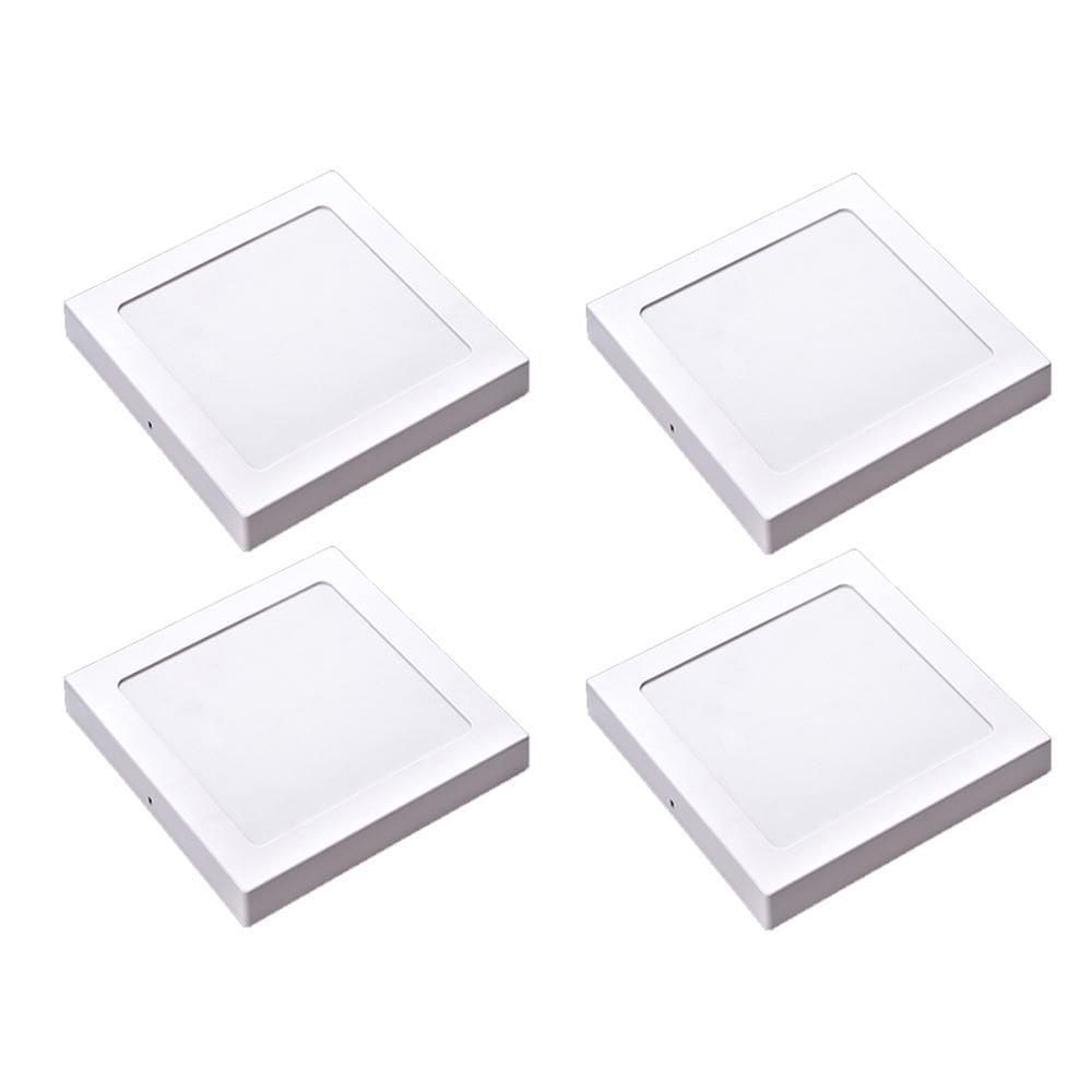 Kit 4 Painel Plafon Led Sobrepor Quad Amarela 3000K 18W 22Cm