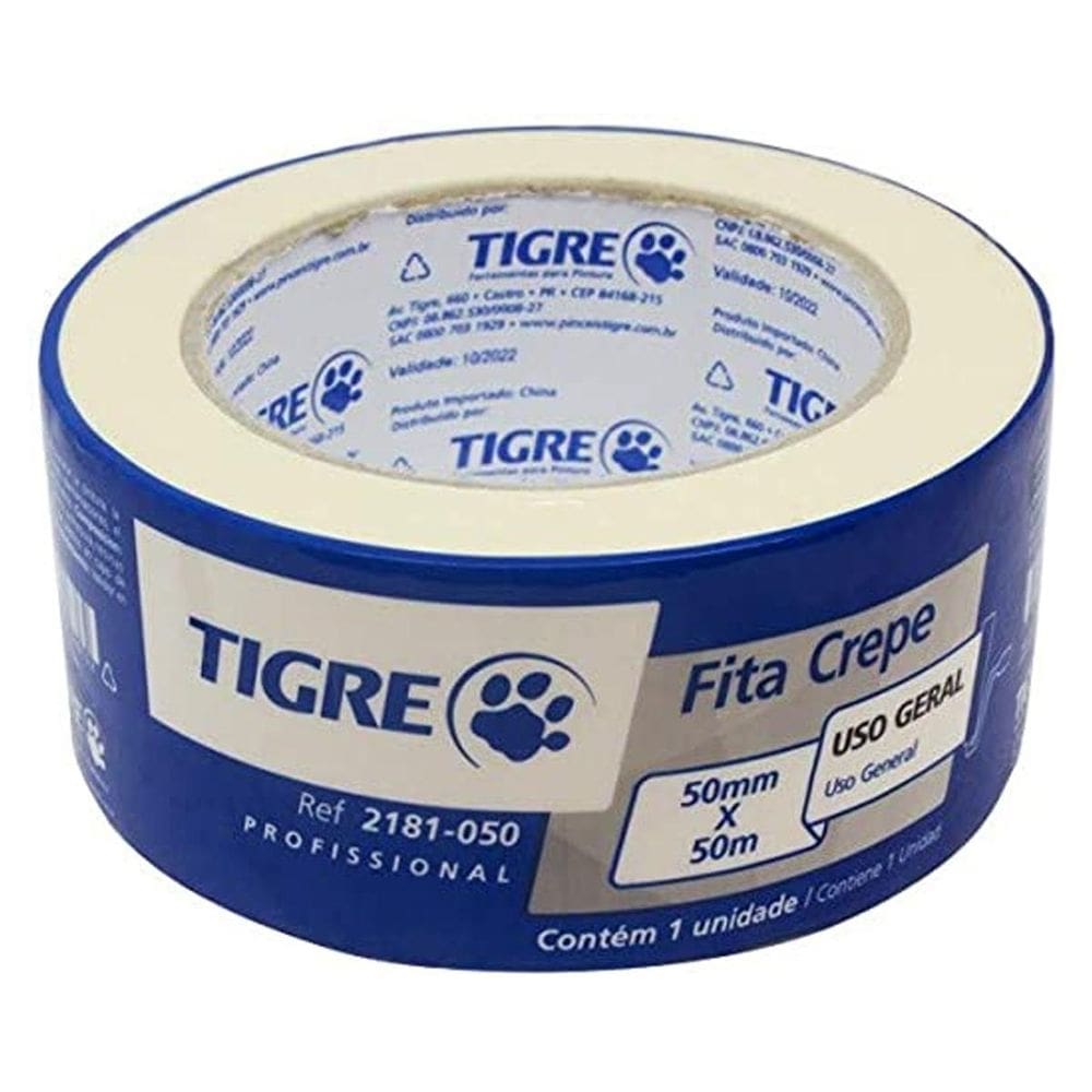 Fita Crepe Tigre 50Mm X 50M Multiuso Uso Geral