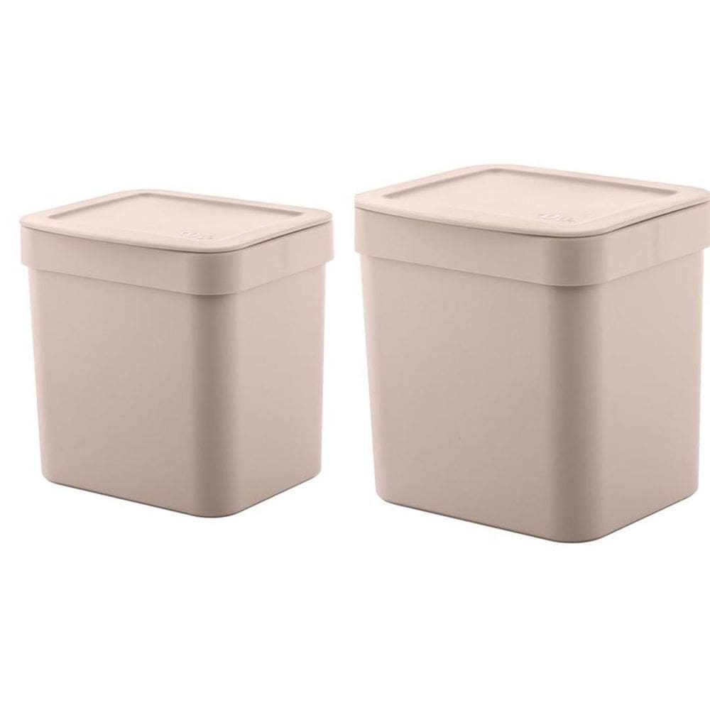 Kit 2 Peças Lixeiras 4,7L E 2,5L Para Bancada Ou - Bege