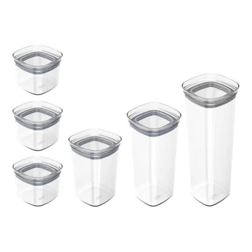 Kit 6 Potes Organizador Herméticos Porta Alimentos