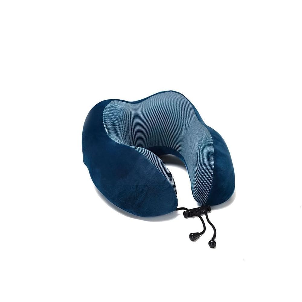 Almofada De Viagem Espuma Viscoelástica Azul Fecho Ajustável
