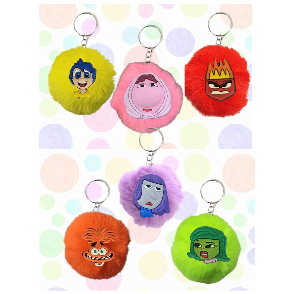 06 Chaveiros Pompom emoções Divertidamente