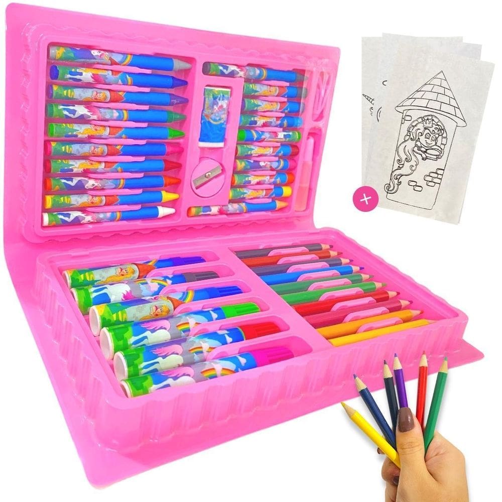 Maleta Escolar Pintura Infantil 48 Peças Estojo Canetinha