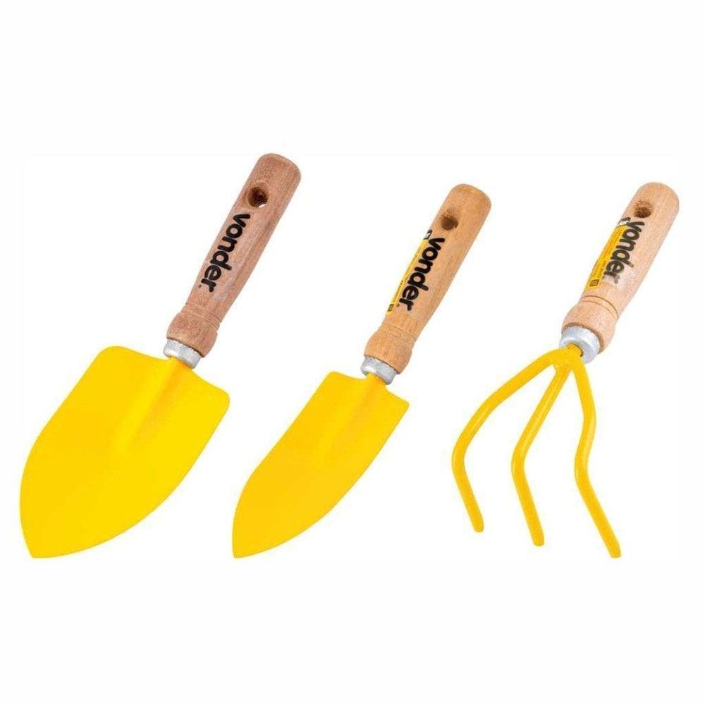 Conjunto De Ferramentas Jardim Vonder Cabo Madeira 3 Peças