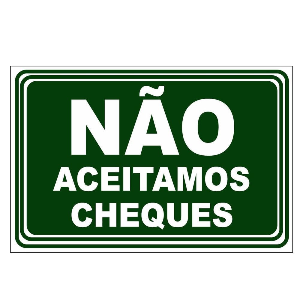 Placa Aviso Sinalização Não Aceitamos Cheques 20Cmx15Cm Pvc