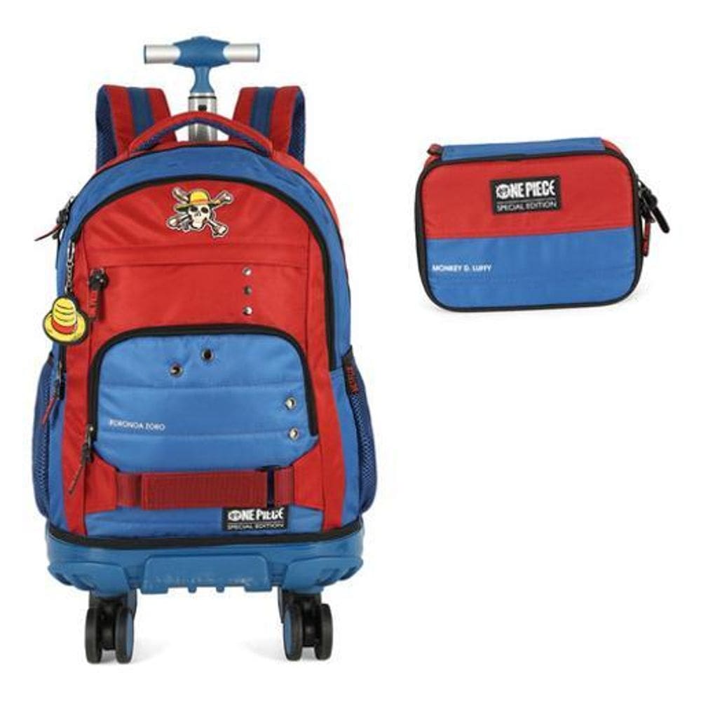 Kit Mochila Rodinhas 360 + Estojo Box  One Piece