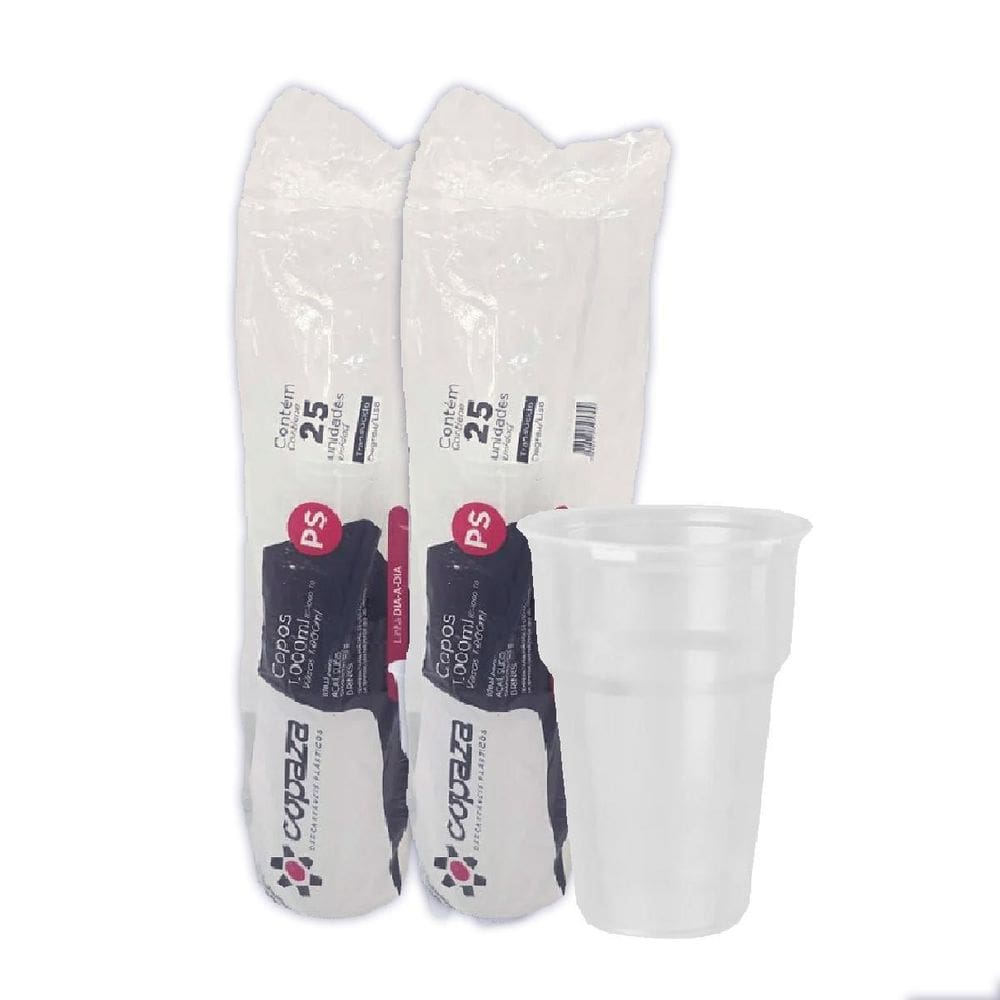 Copo 1000Ml 1 Litro C/50 Descartável Festa Chopp Transparent