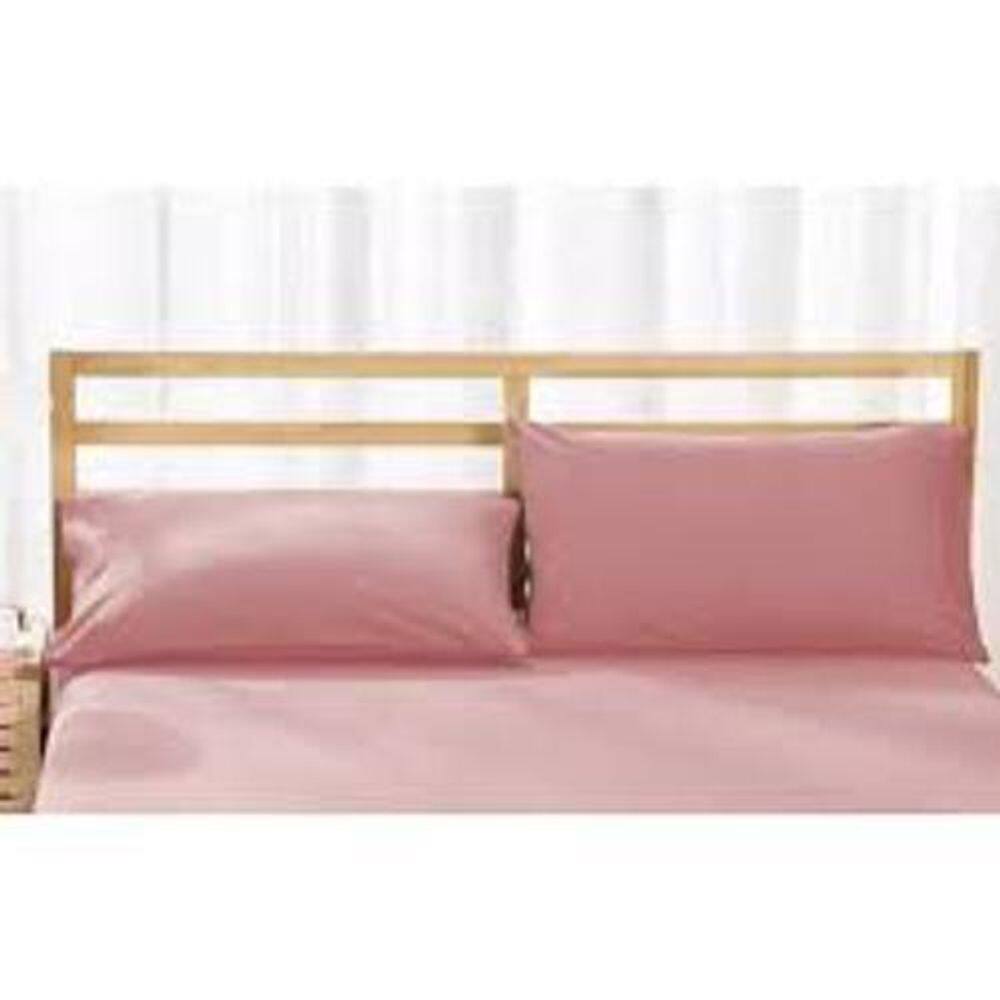 - 4 Fronhas 100% Algodão Percal 200 Fios Com Bainha Rose