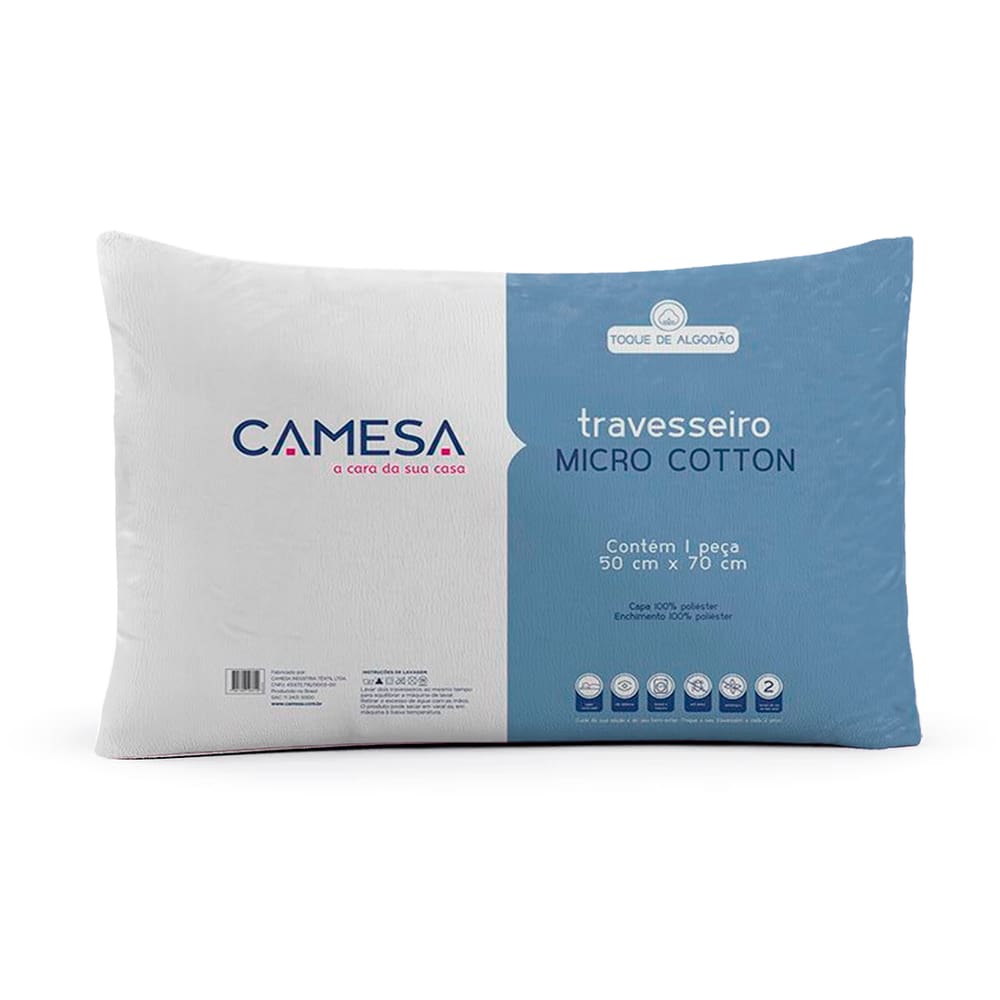 Travesseiro Camesa Micro Cotton 50x70 Médio