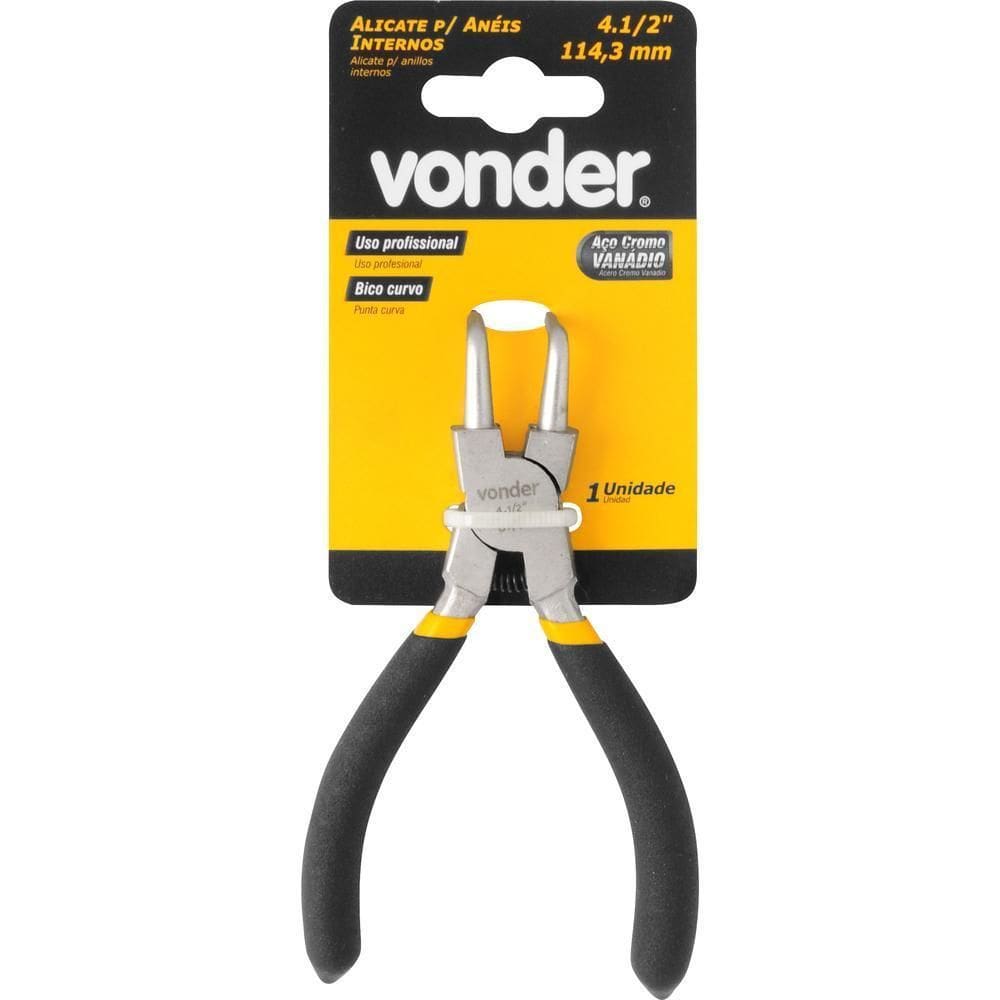 Alicate Para Anéis Internos Cv 114 Mm 4.1/2 Vonder