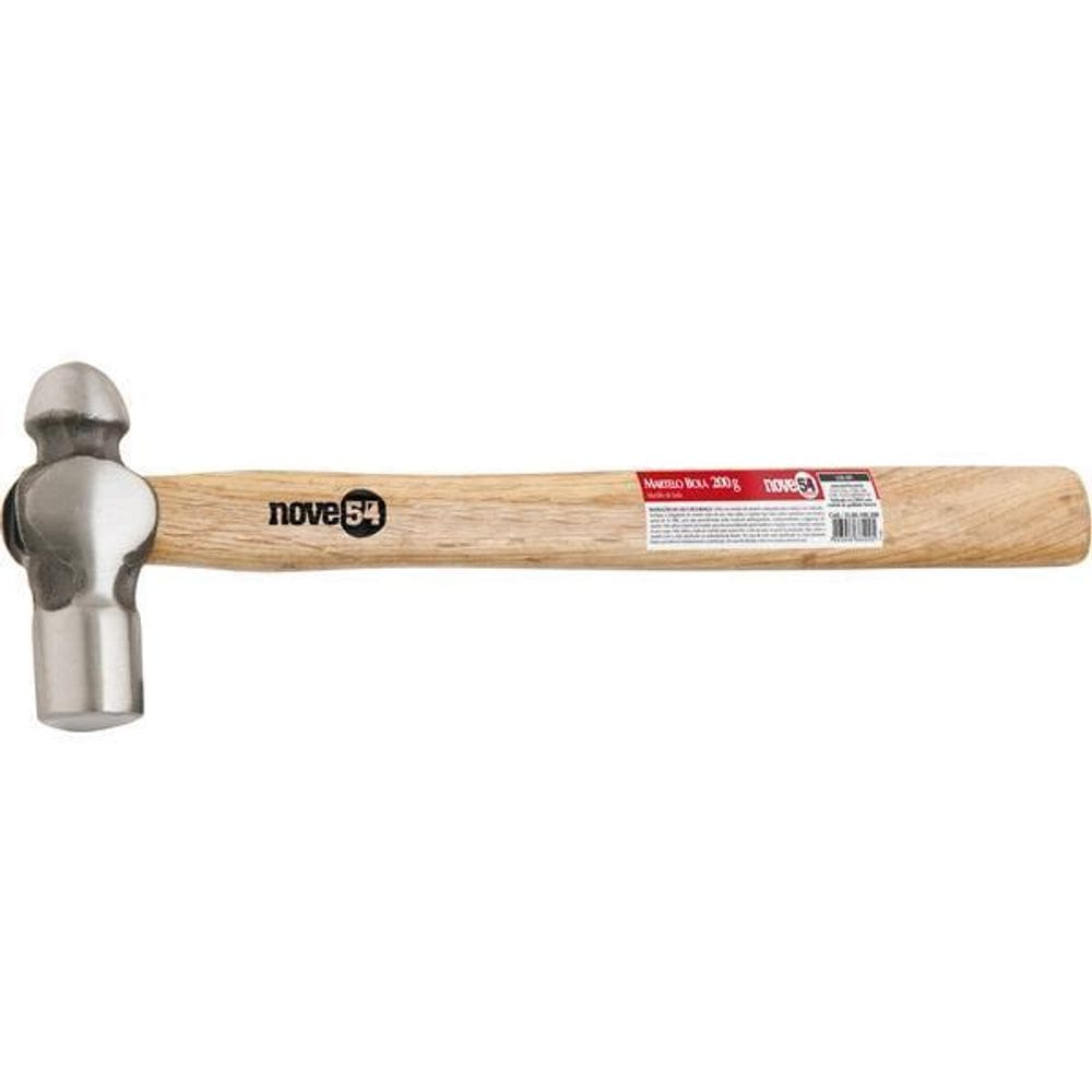 Martelo Bola 200G Aço Forjado Cabo Madeira - Nove54