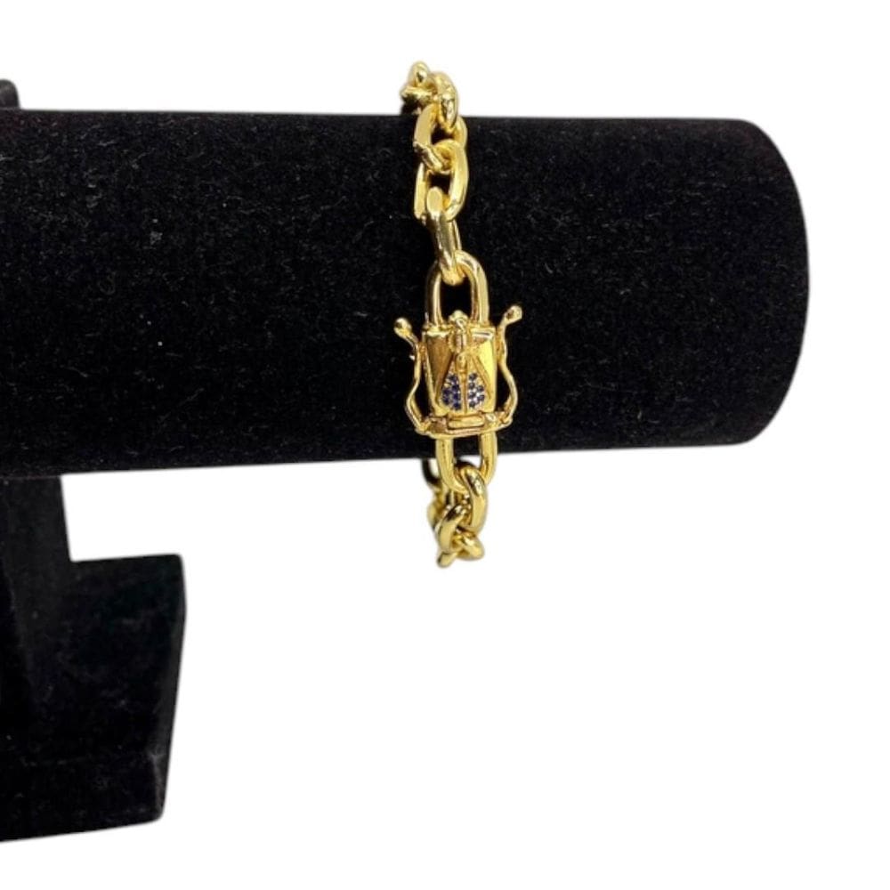 Pulseira Cadeado 10Mm Nossa Senhora Banhado A Ouro 18K