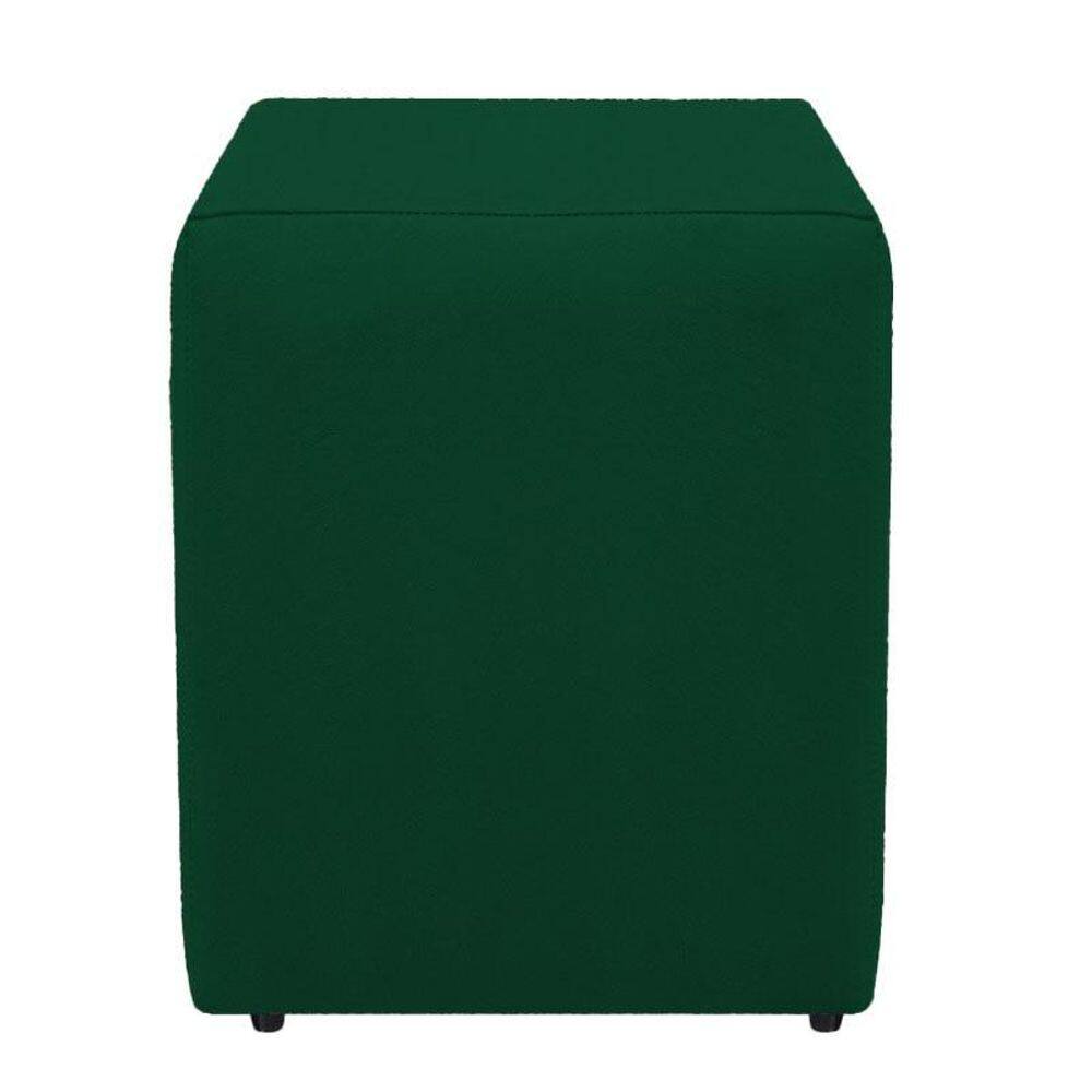 Puff Para Sala E Hall De Entrada Suede Verde Quadrado Dado