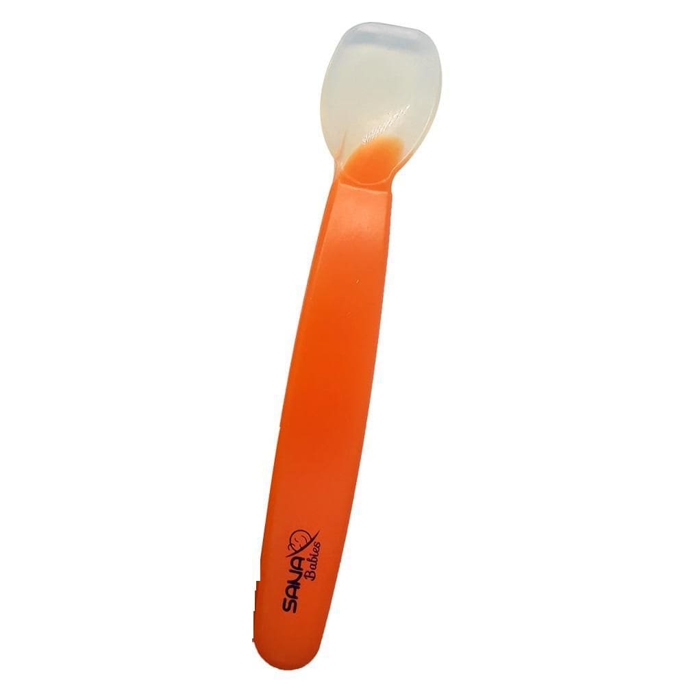 Colher Infantil 100% Silicone Sana Babies Laranja
