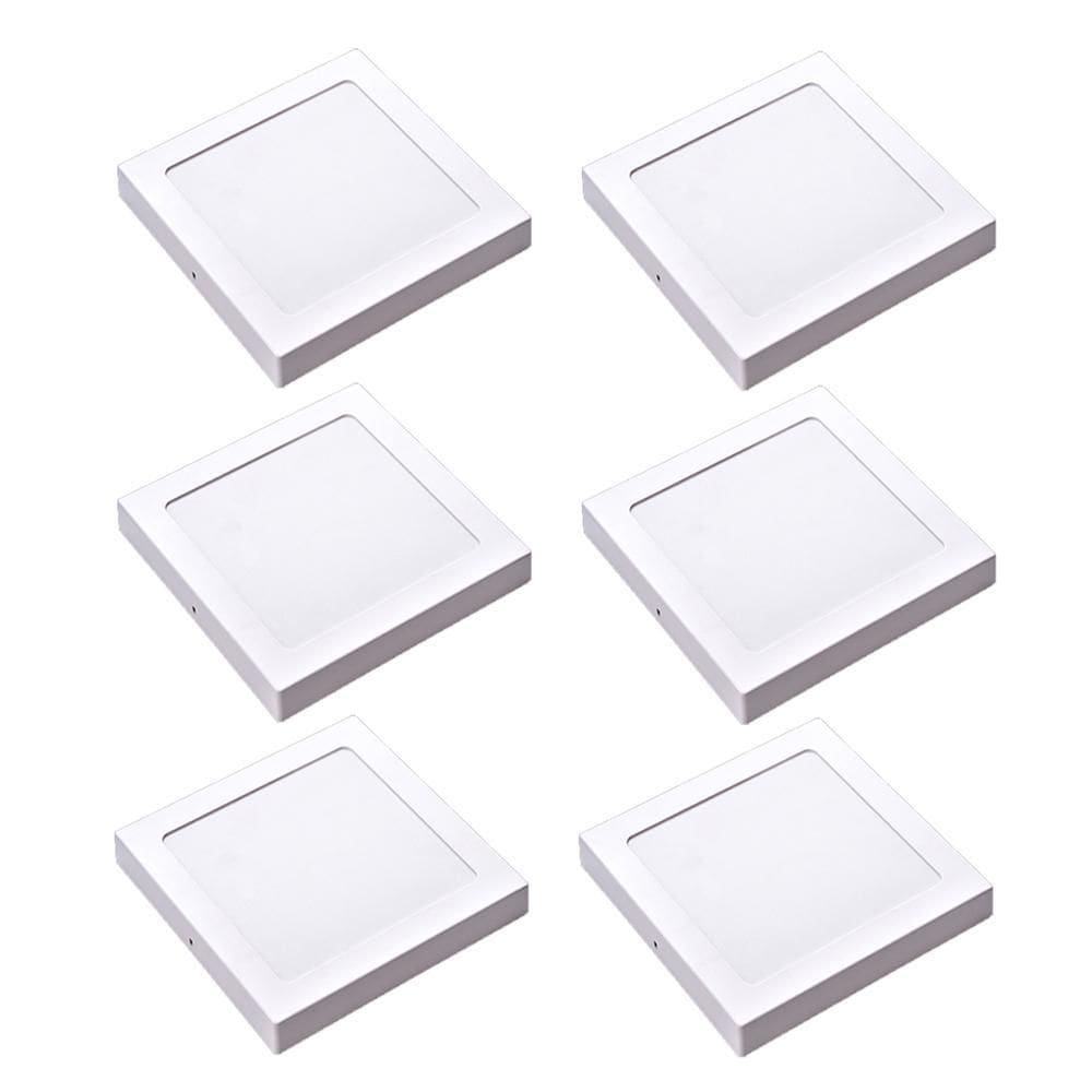 Kit 6 Painel Plafon Led Sobrepor Quad Branca 6500K 12W 17Cm