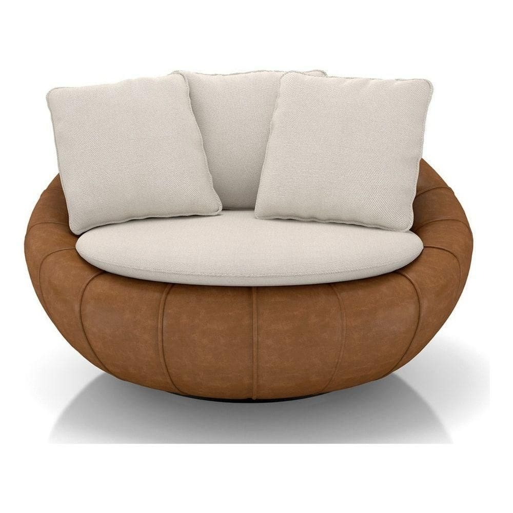 Poltrona Giratória Madeira Escritório Sala Quarto Almofadas Luxo Reforçada Premiun Salao Linho Courino