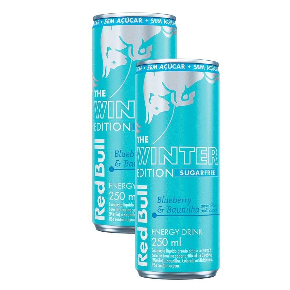 Kit 2 Energético Red Bull The Winter Edition Sabor Blueberry e Baunilha Zero Açúcar 250ml