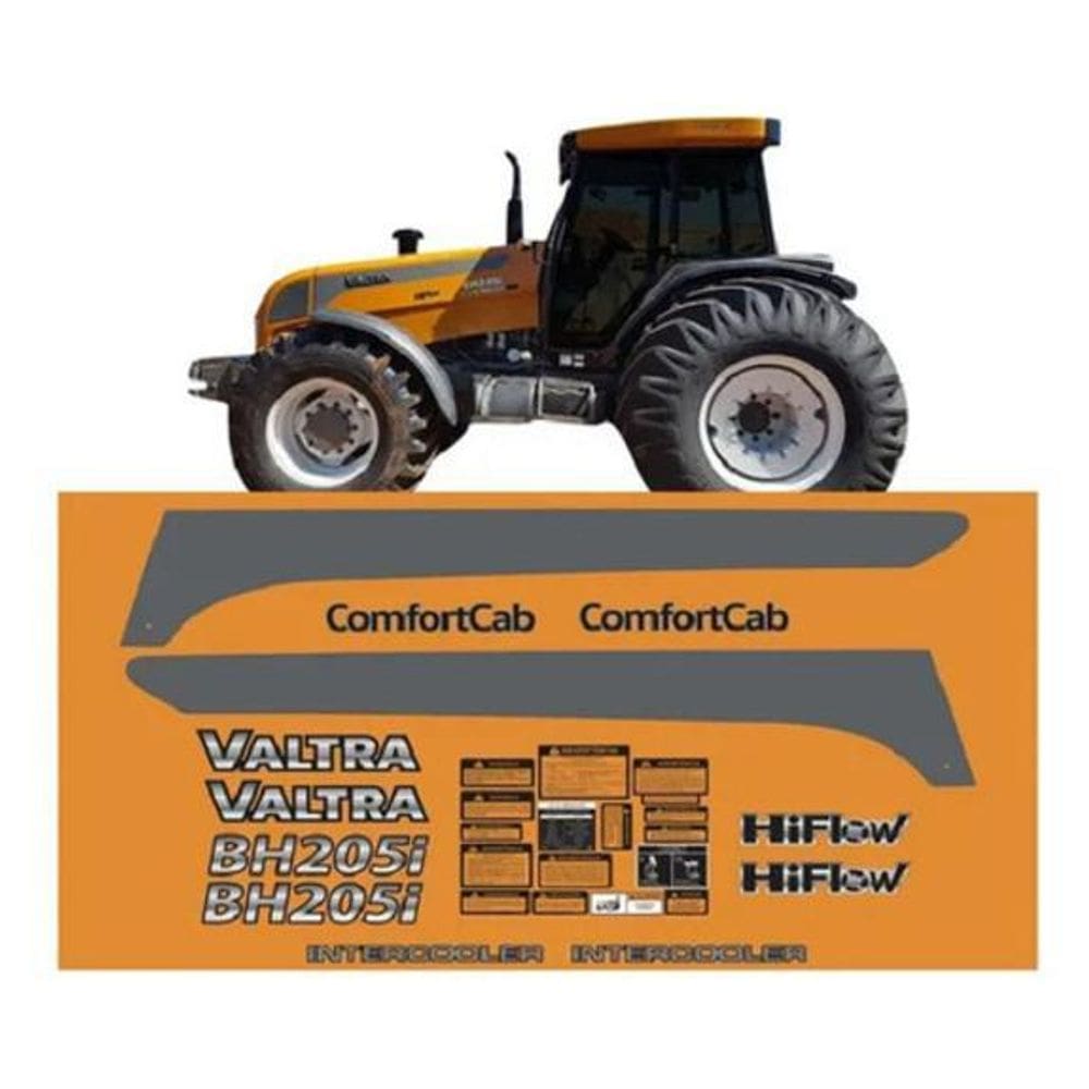 Kit Faixas Adesivas Compatível Trator Valtra Bh205I Completo