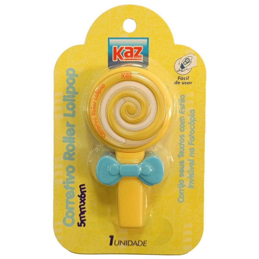 Corretivo Roller Lolipop - 5Mmx6M - Amarelo - Kz827Az - Kaz
