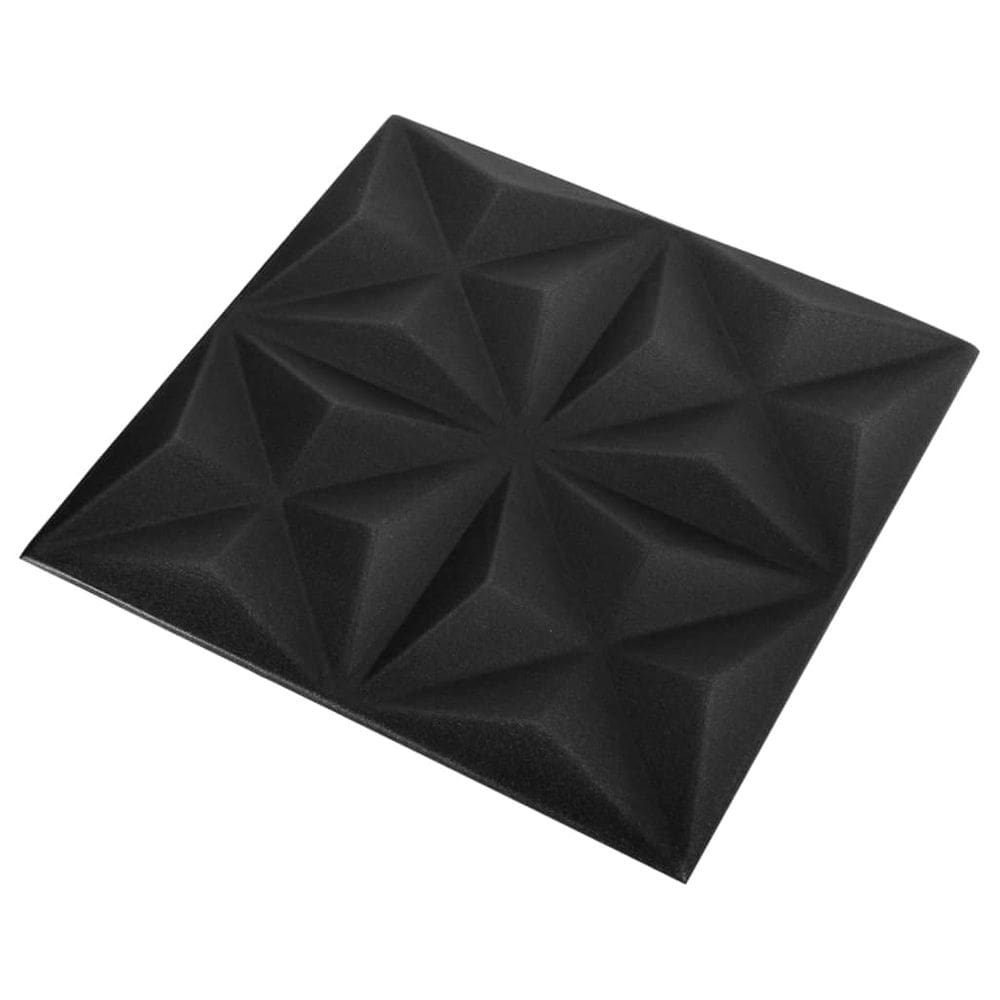 Painéis de parede vidaXL EPS 3D Origami Black 12 peças resistentes à água