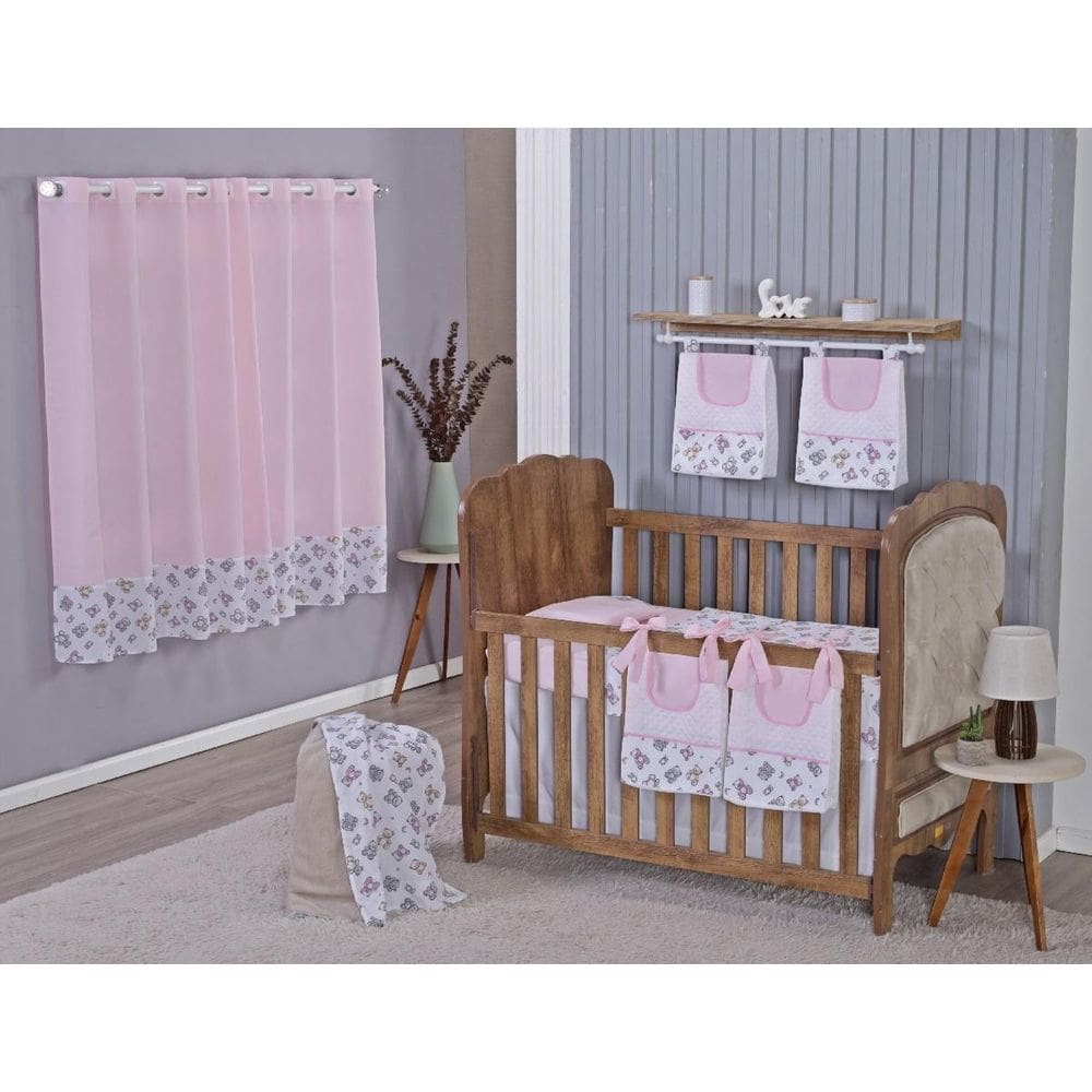 Enxoval Bebe Kit Berço Americano Cortina Algodão Menino