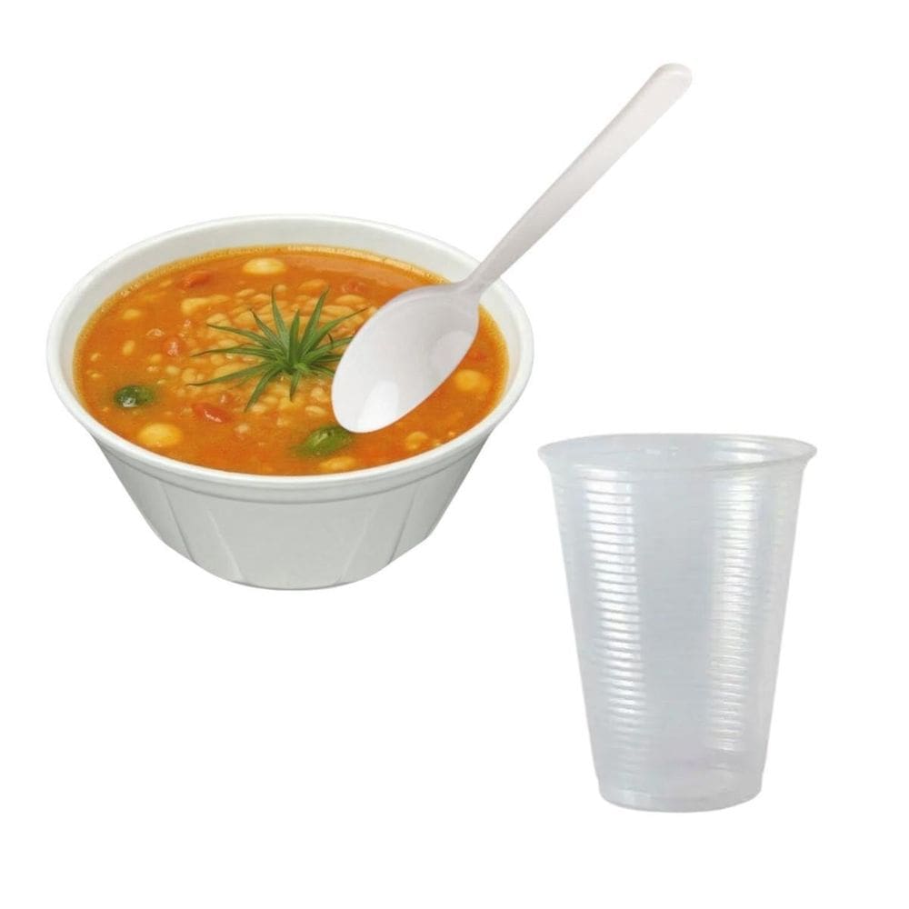 Kit Festa Junina 50 Cumbucas Isopor +Colheres +Copos 200Ml