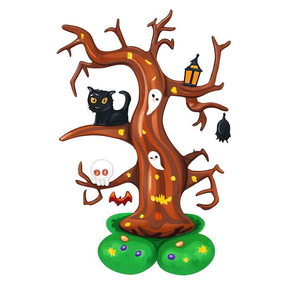 Balao Metalizado Arvore Halloween Com Base 99X124Cm