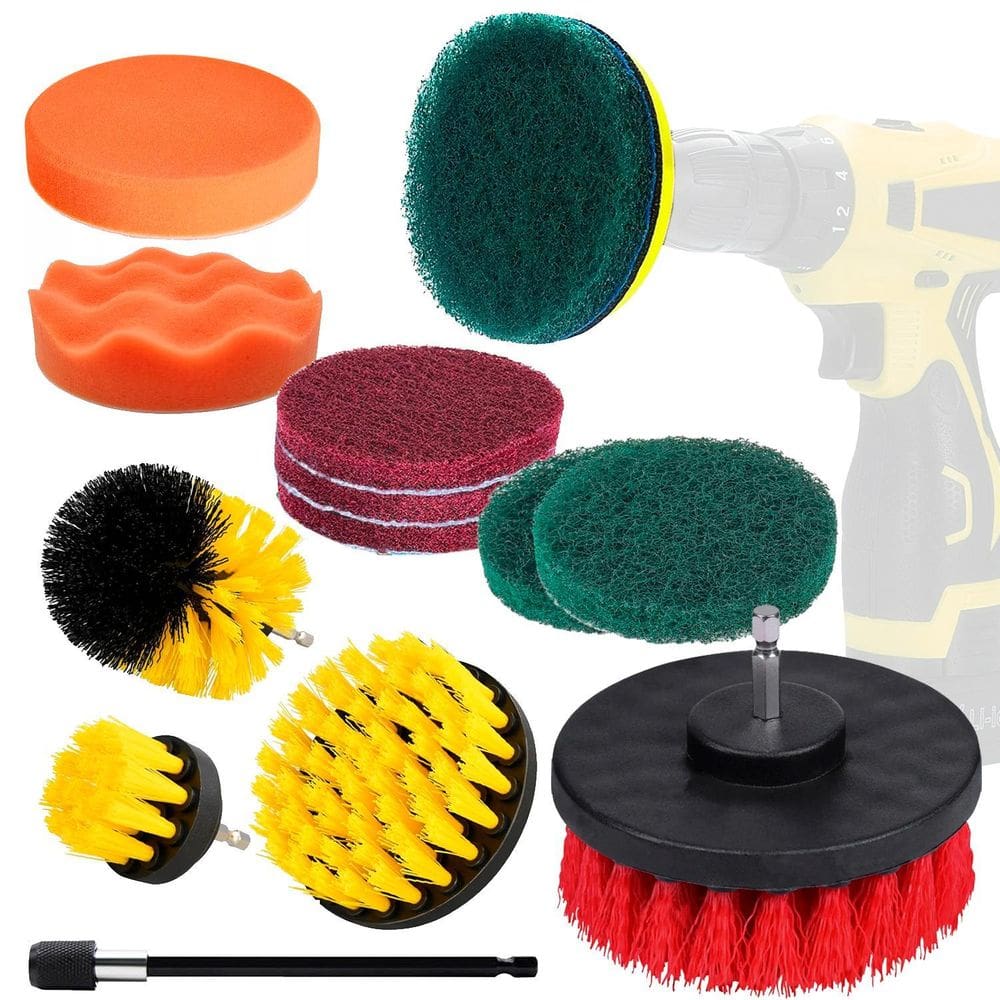 Kit Escova Rotativa 14 Pçs Para Furadeira Limpeza Automotiva