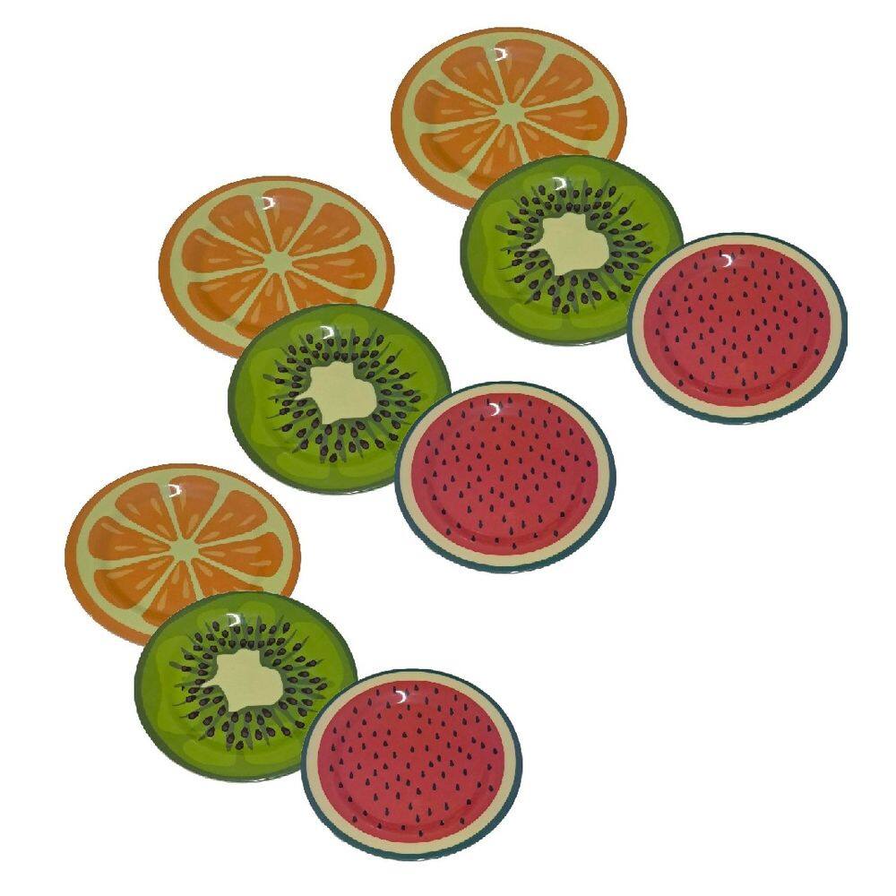 Conjunto 9 Pratos Rasos Em Melamina Para Sobremesa Fruta 20cm