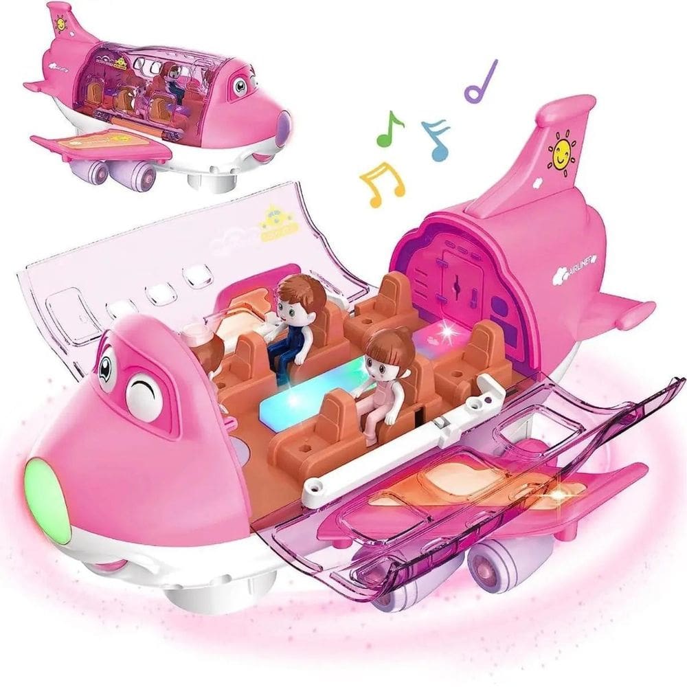 Brinquedo Interativo Rosa Feminino Avião Infantil Educativo