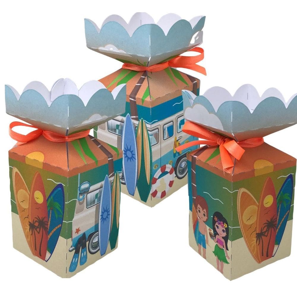 10 Caixas Festa Tema Praia Aniversario - 10 Meia Bala