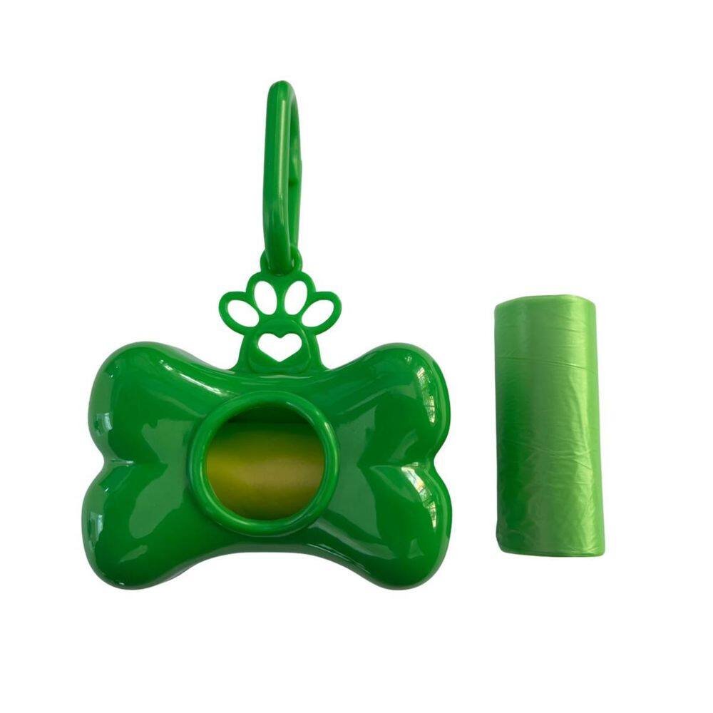 Porta Saquinho Com 2 Refis Para Cães Recolher Cocô Cor Verde