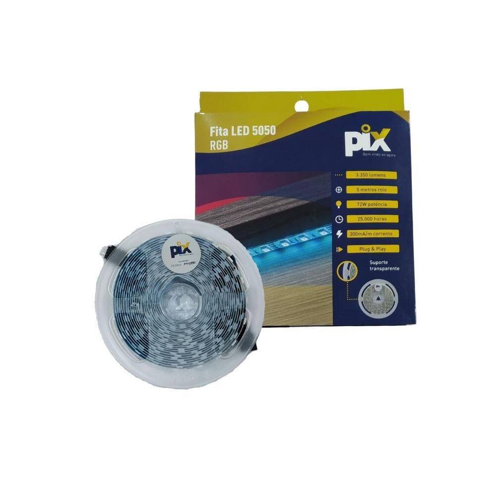 Fita Led Rgb 5050 Ip20 5Metros 12V 72W Pix