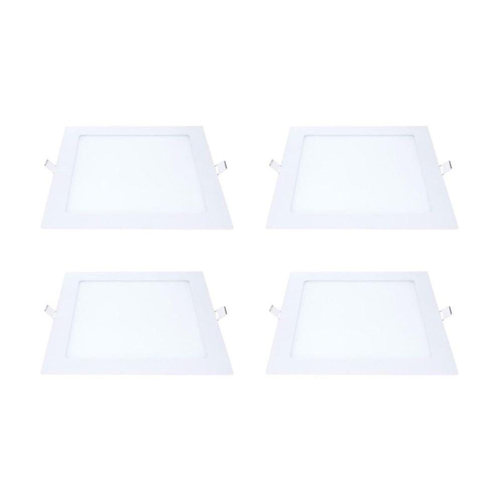 Kit 4 Painel Led Embutir Quadrado Luz Quente 3000K 24W 29Cm