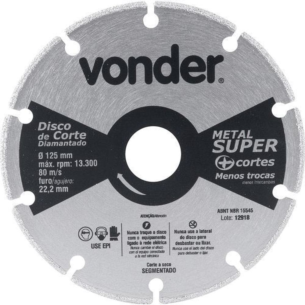 Disco Corte Diamantado 125Mm Metal Super Vonder