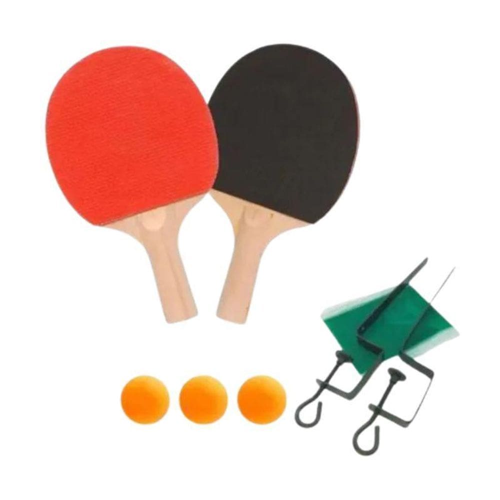 Kit Ping Pong Tênis De Mesa Com 2 Raquetes Rede E 3 Bolinhas