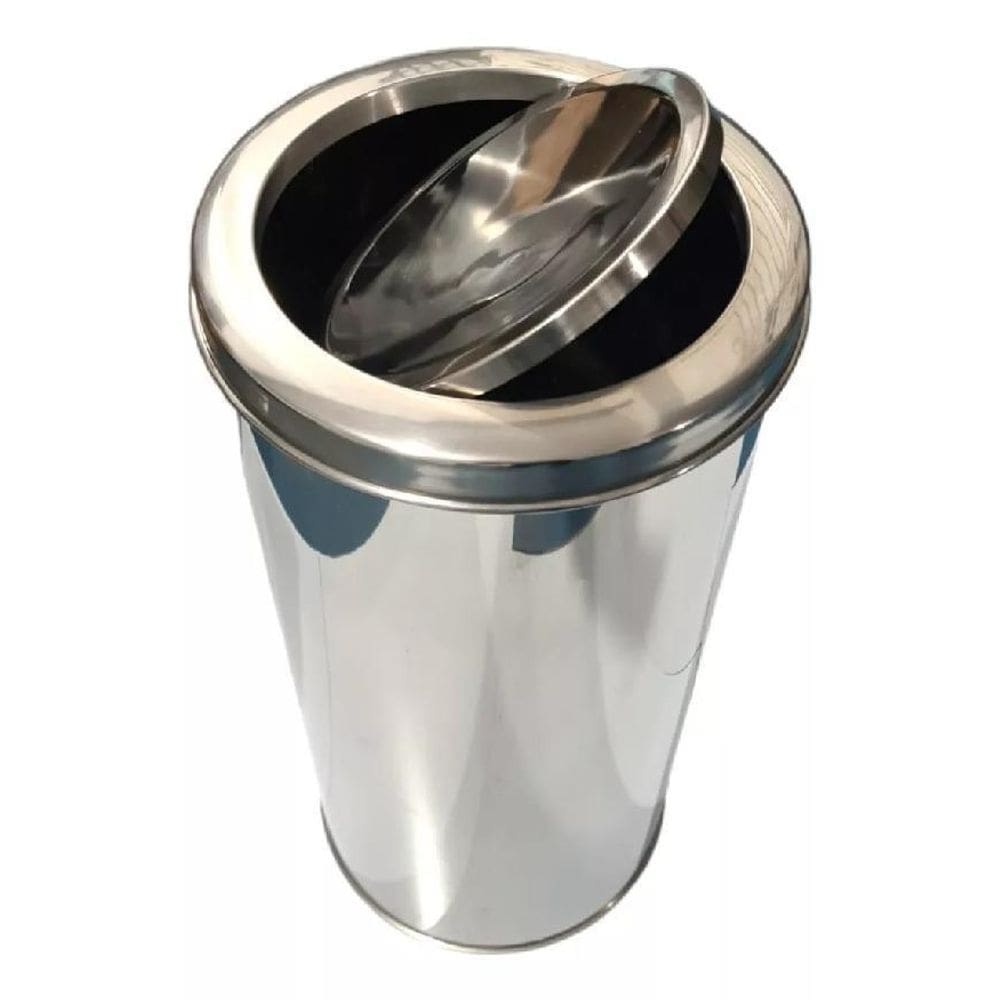 Lixeira De Inox Escritórios 23 Litros 24X50 Tampa Basculante