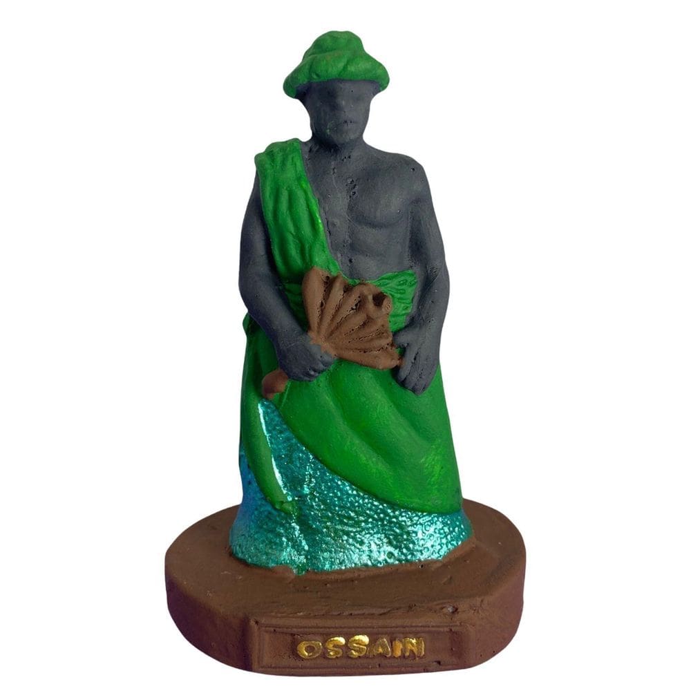 Escultura Ossaim Verde 10 Cm Em Resina