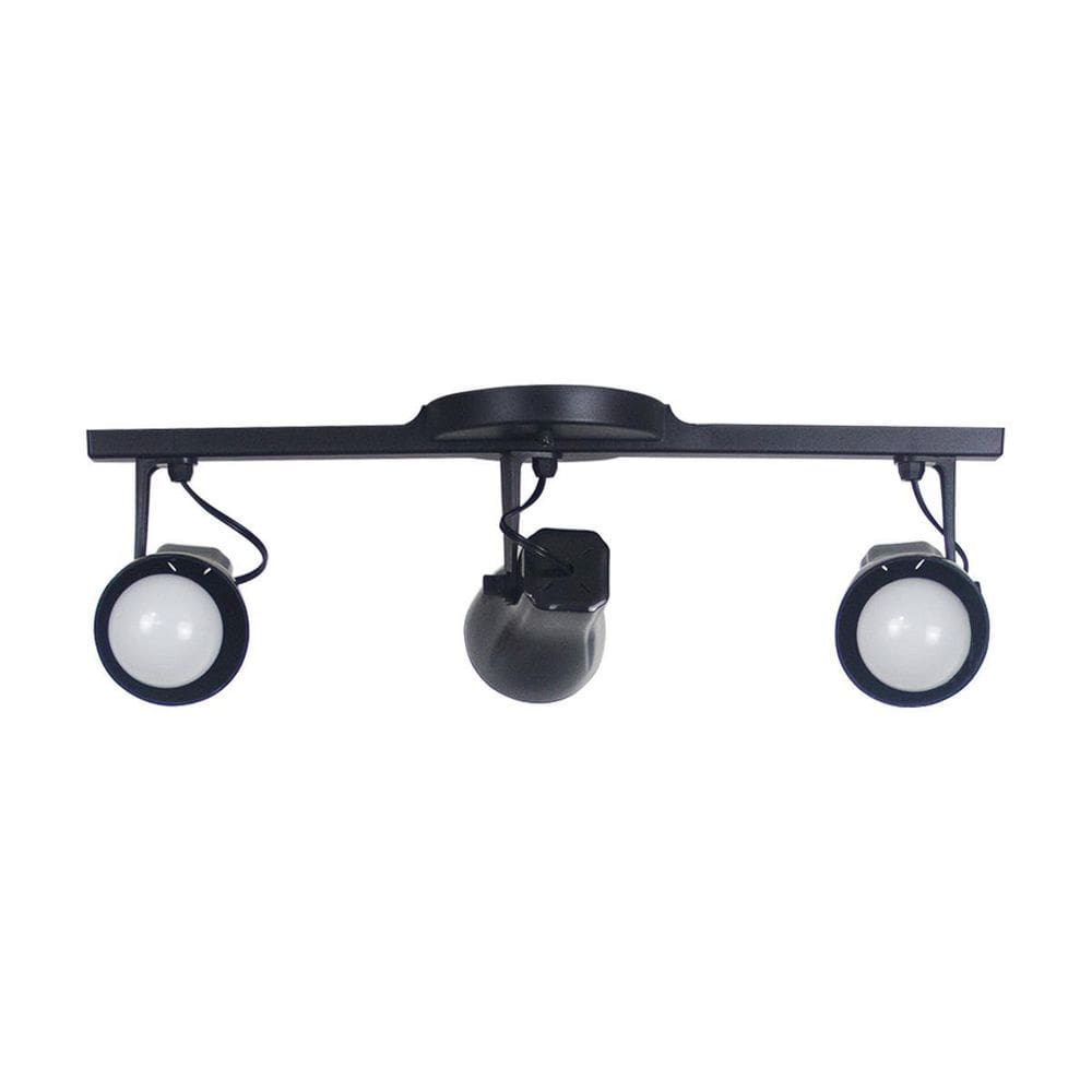 Spot Trilho Triplo Alpha 3 Sobrepor Direcionavel E27  Preto