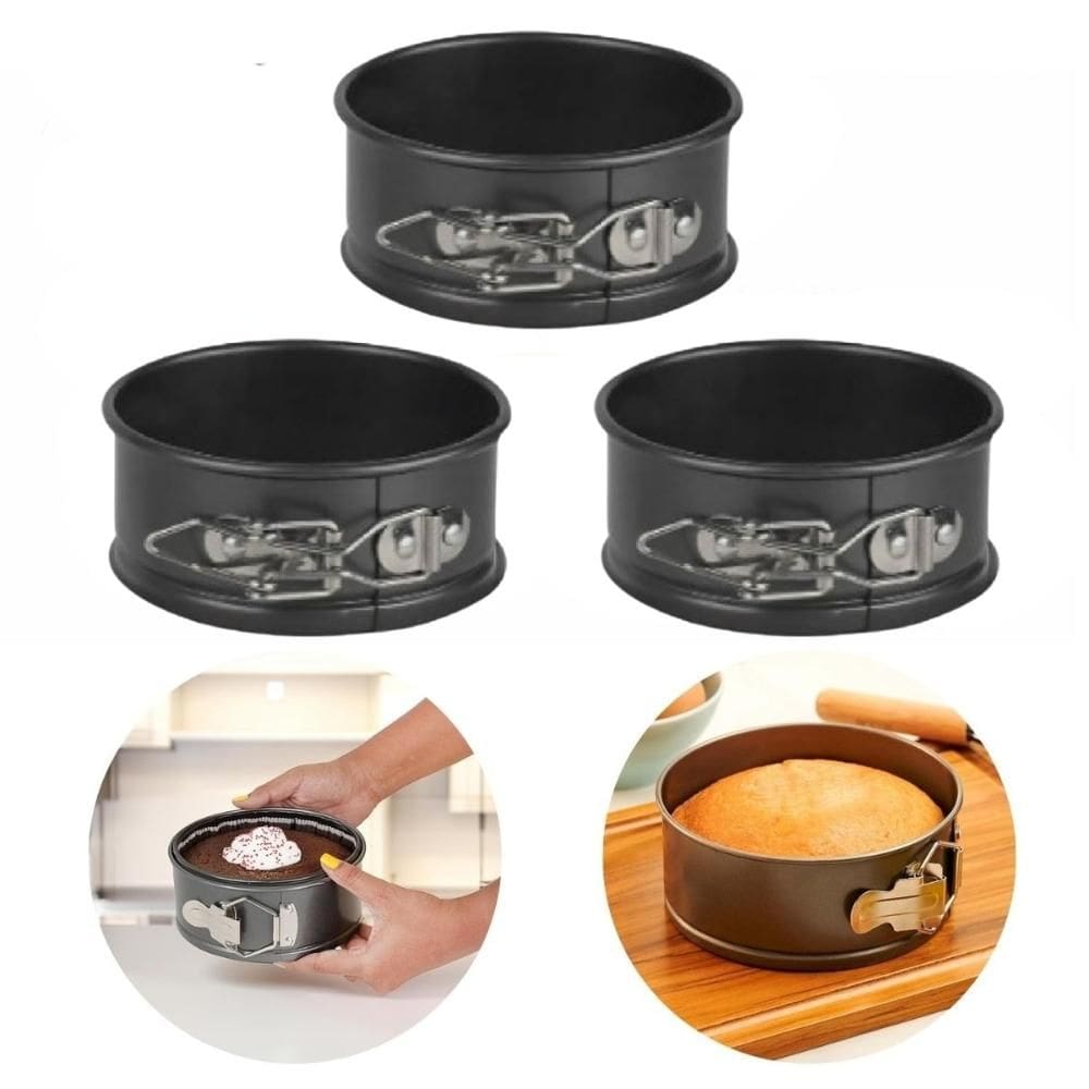 Conjunto 3 Mini Formas Fundo Removível Bolinho Antiaderente