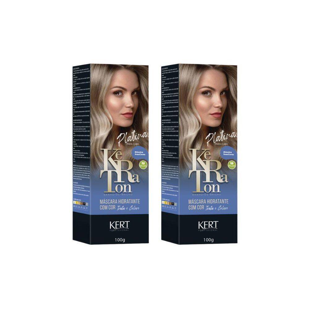 Coloração Keraton Banho De Brilho Plat Prata Claro-Kit C/2Un