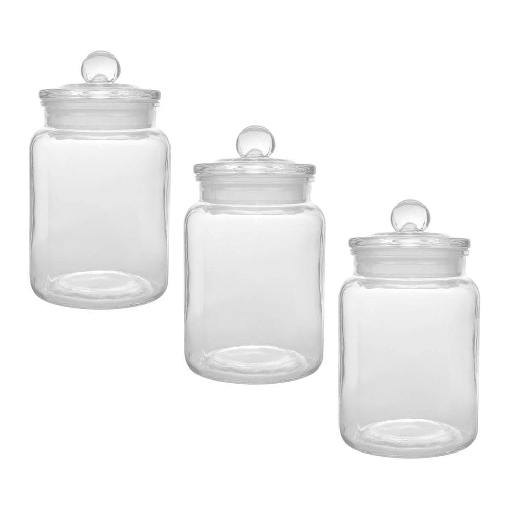 Kit 3 Potes Porta Mantimento Vidro Arena 1,1L Com Tampa