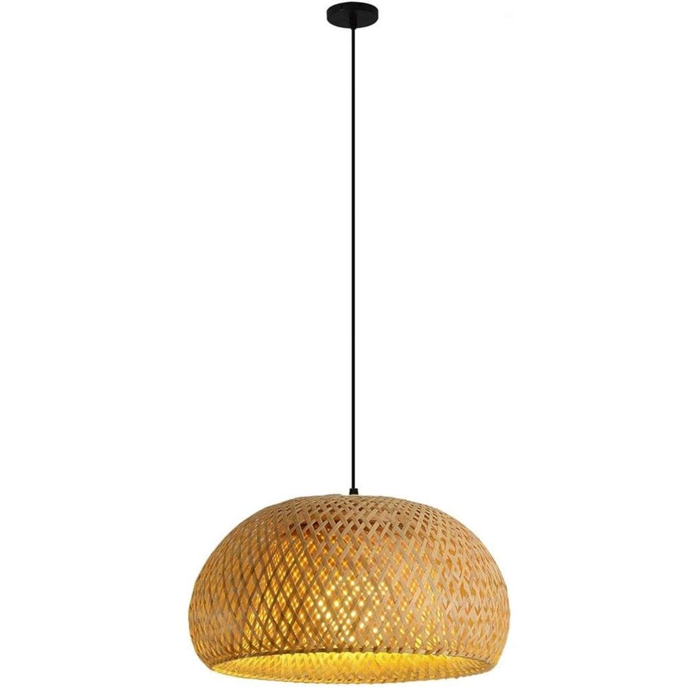Luminária Pendente 30Cm Lustre Teto Bambu Natural Gimpo