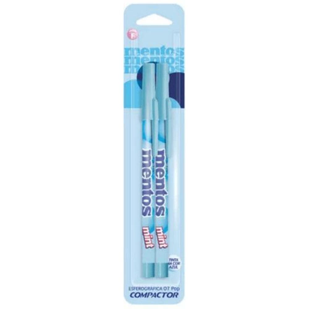 Caneta Esferografica Pop 0,7 Mm Mentos Azul Blister Com 2