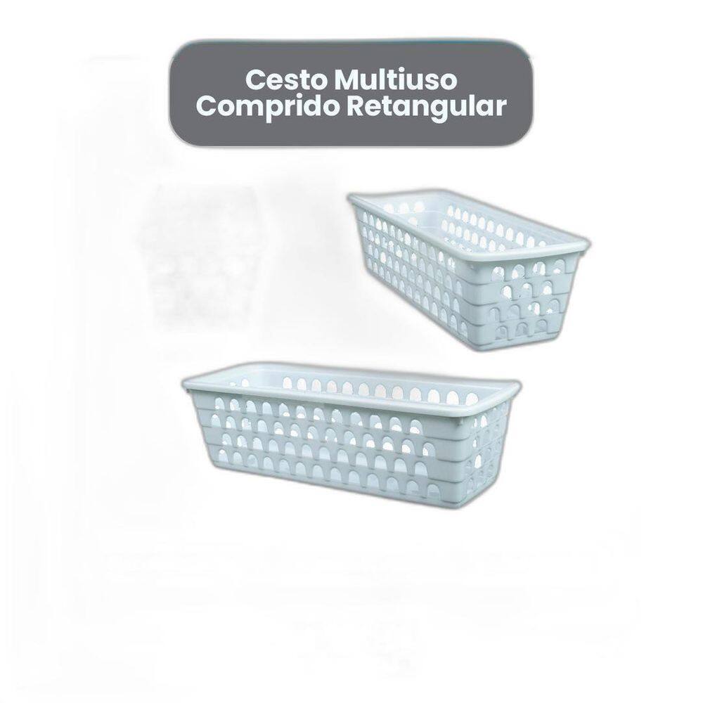Cesto Multiuso Comprido Retangular Branco 28X11X8 Cm