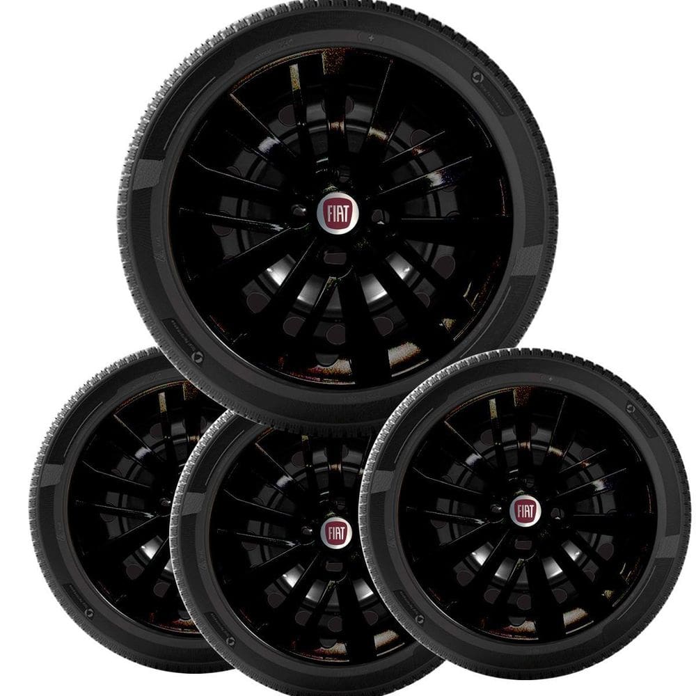 4X Calota Palio Siena Uno Argo Cronos Black Piano Aro 14