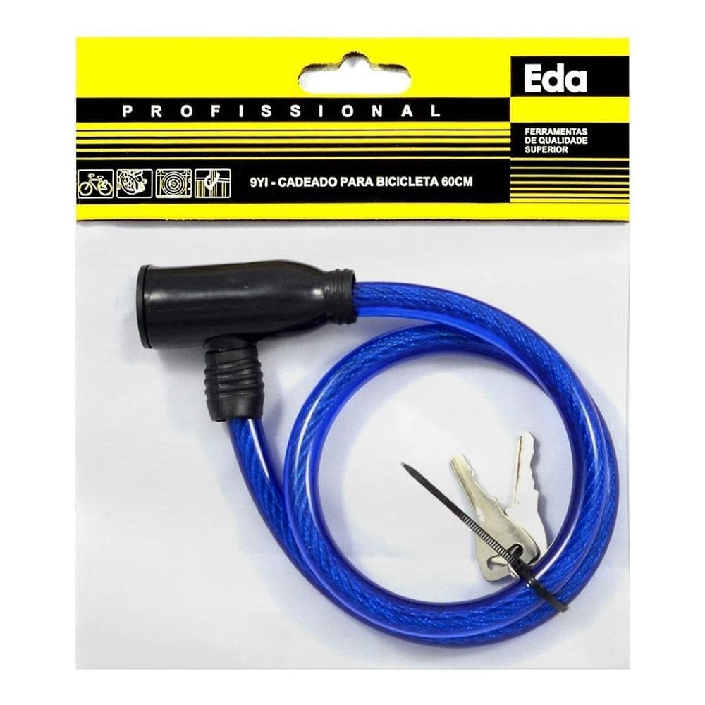 Cadeado Trava Bicicleta 60Cm Cabo Aço Plastificado Eda 9Yi