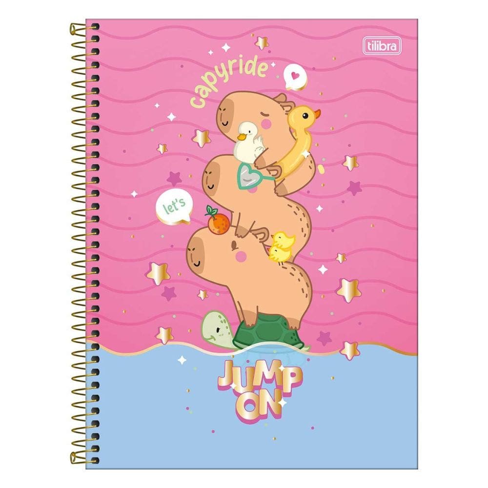 Caderno Espiral Universitário 1 Matéria CapyClub Capivara 80 Folhas - Tilibra | Capybara | Kawaii | Papelaria | Fofo