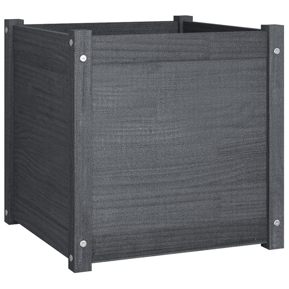 Plantador de jardim VidaXL Pinho de madeira maciça cinza 50x50cm