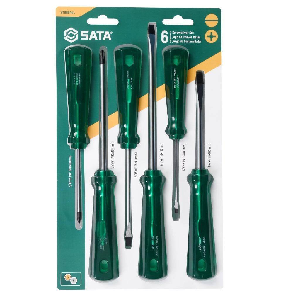 Jogo De Chaves De Fenda E Phillips Com 6 Peças St08044L Sata